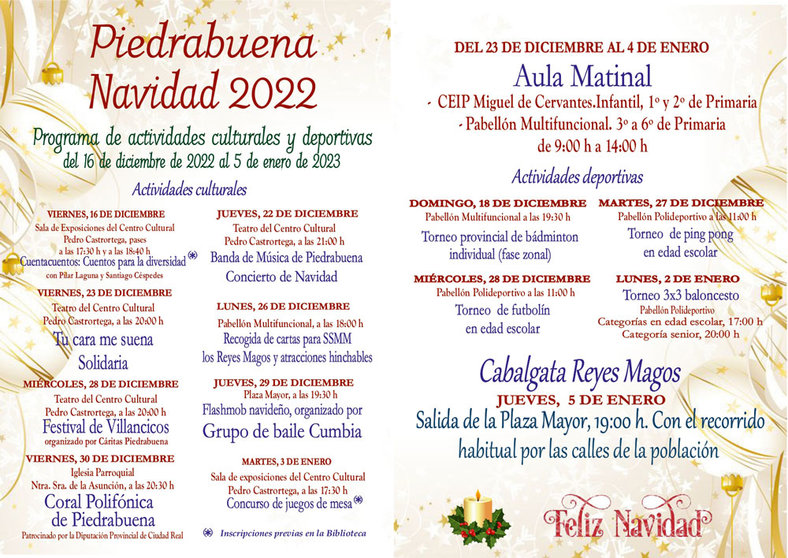 Programación de estas navidades en Piedrabuena.