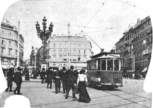 Tranvía eléctrico madrileño a principios del siglo XX. Fuente: es.wikipedia.org